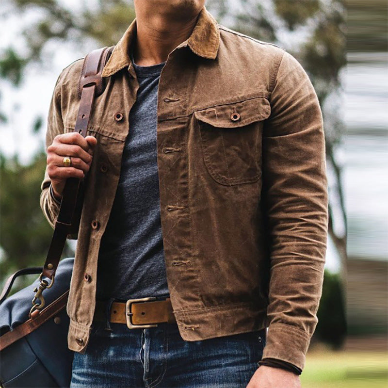 Men’s Casual Jacket – Structured Fit – Button-Up Front – Turn-Down Collar – Chest Pocket