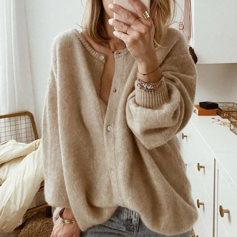 Women’s Cardigan – Oversized Fit – Soft Knit – Ribbed Cuffs – Button Front Casual Layer