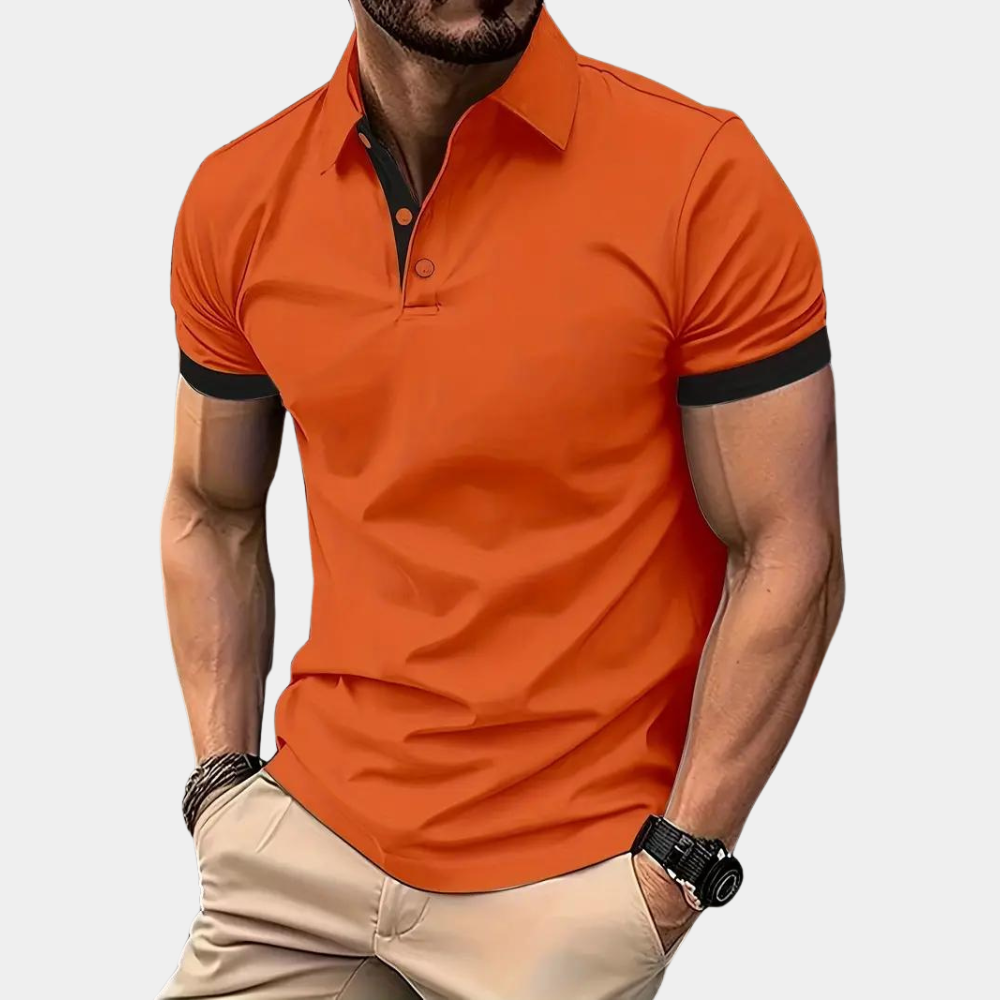 Men’s Polo Shirt - Slim Fit - Soft Knit - Short Sleeve - Contrast Trim Casual Style