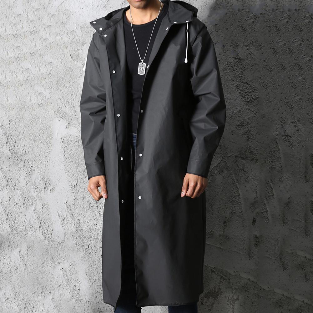 Men’s Raincoat – Oversized Fit – Waterproof – Full Length – Hooded with Button Closure
