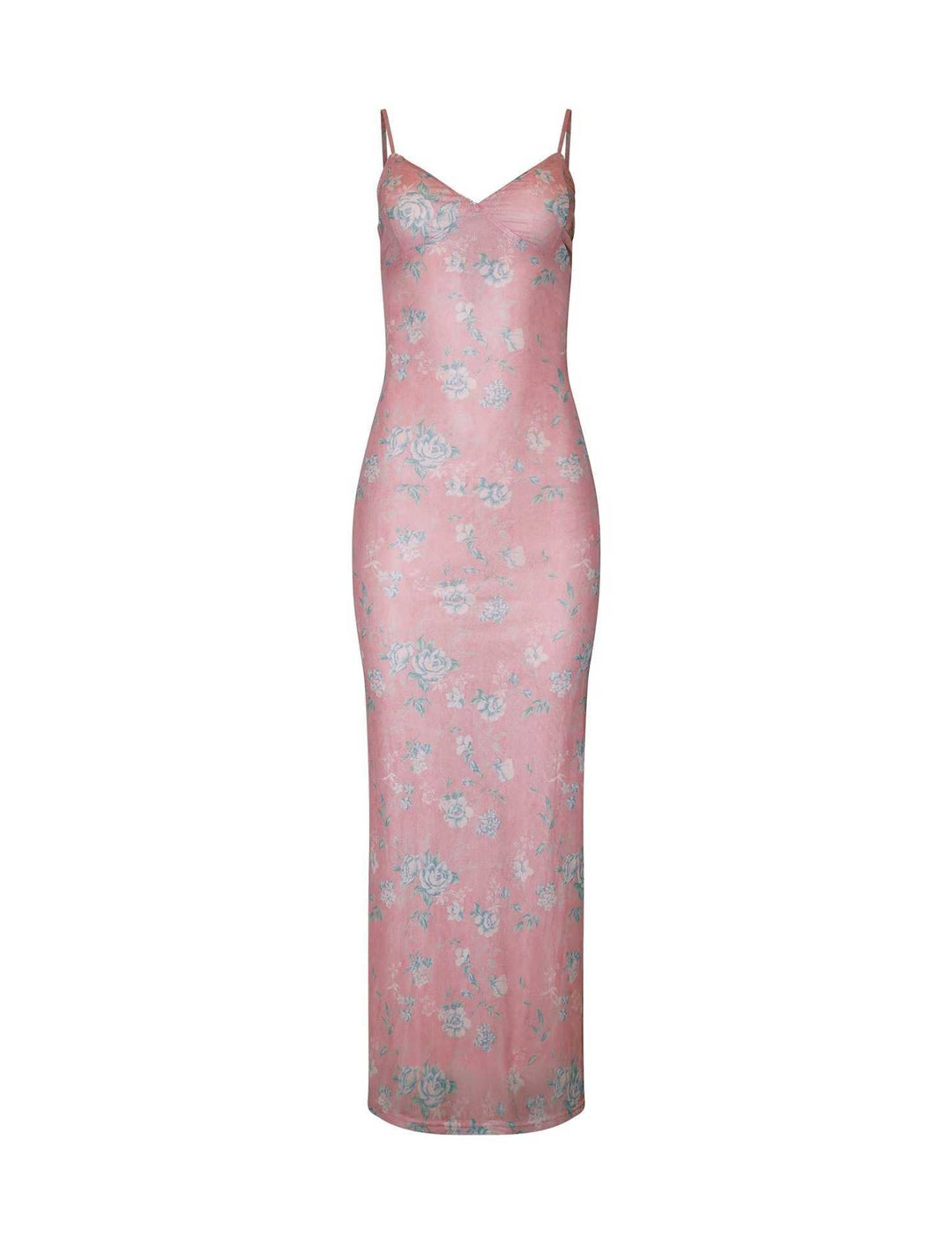 Women’s Maxi Dress – Slim Fit – Spaghetti Strap – Floral Print – Silky Feel