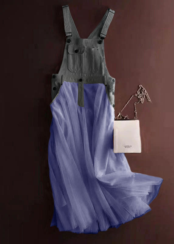 Women’s Suspender Skirt – A-line Fit – Denim Bodice – Soft Tulle Skirt – Casual Style