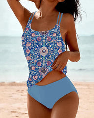 Women’s Bikini Set – Modest Tankini Top – Dual Strap – Breathable Stretch Blend