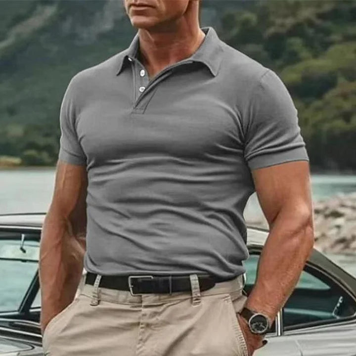 Men’s Polo Shirt – Slim Fit – Soft Knit – Short Sleeve – Button Placket – Casual Style