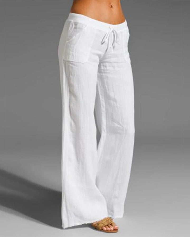 Women’s Wide-Leg Pants – Breathable Blend – Drawstring Waist – Relaxed Full Length