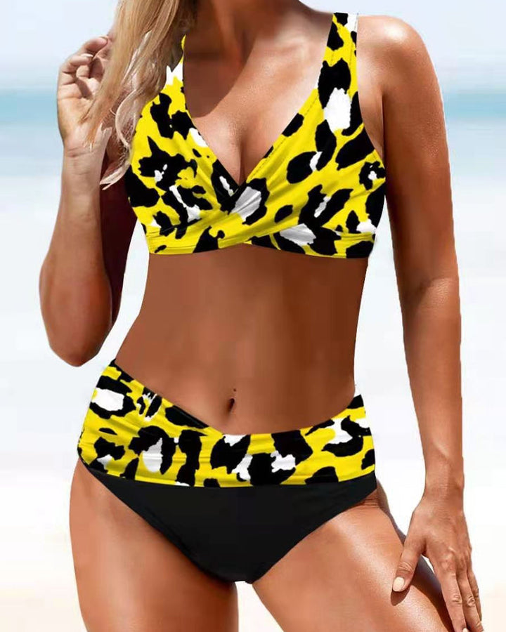 Women’s Bikini Set – Twist Front Top – Adjustable Tie Bottoms – Fitted Breathable Blend
