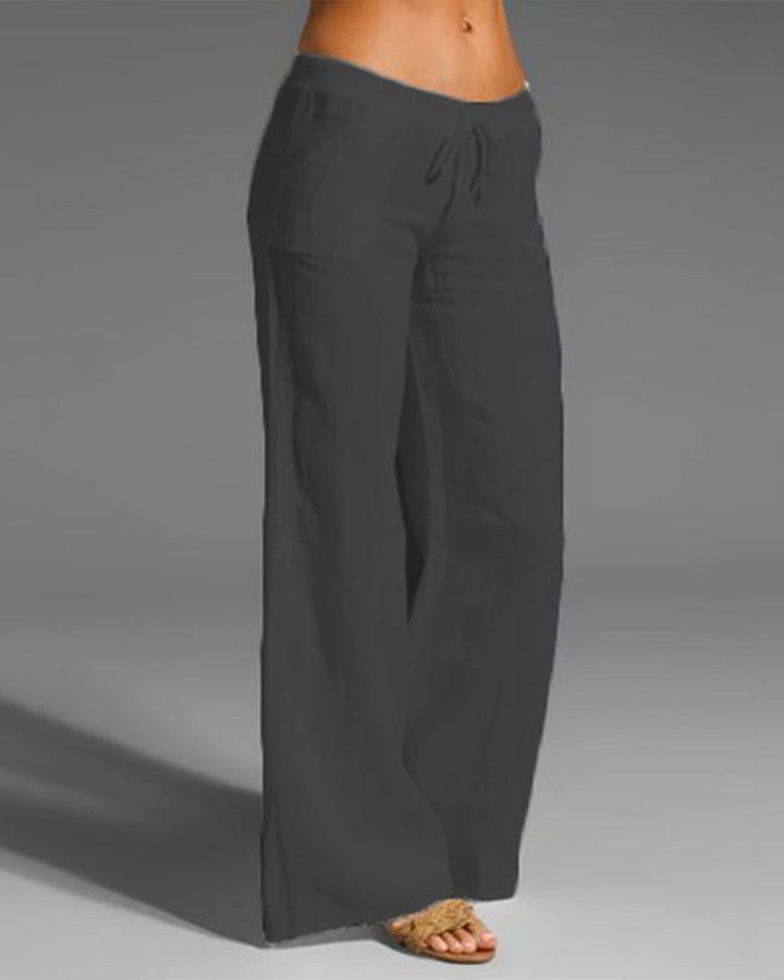 Women’s Wide-Leg Pants – Breathable Blend – Drawstring Waist – Relaxed Full Length