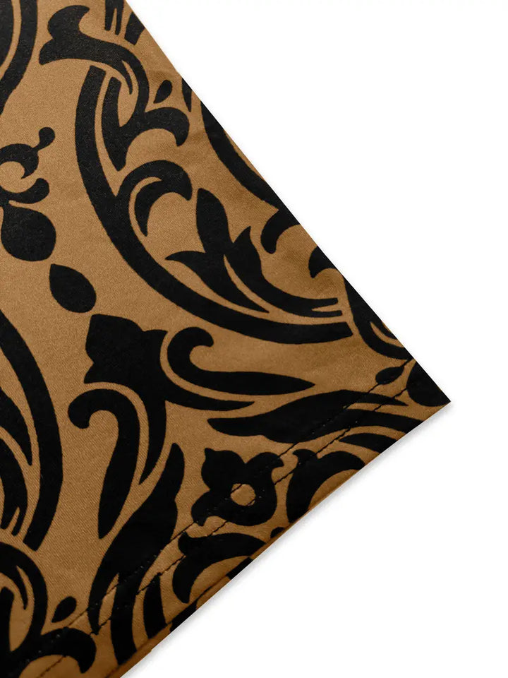 Women's One-Shoulder Bodycon Dress - Baroque Print - Knee-Length - Elegant Evening Wear