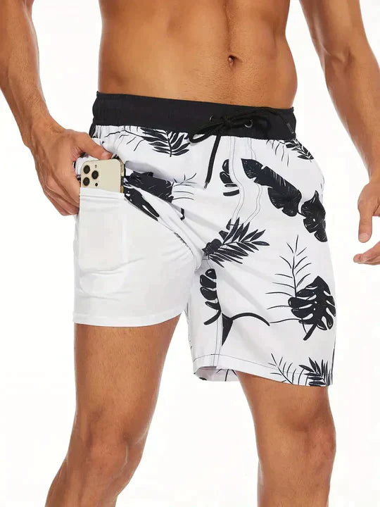 Men’s Swim Trunks – Quick-Dry Breathable Blend – Mid-Thigh Fit – Inner Compression Liner
