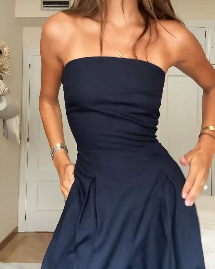 Women's Strapless Jumpsuit - Fitted Bodice - Wide-Leg - Lightweight Casual Wear