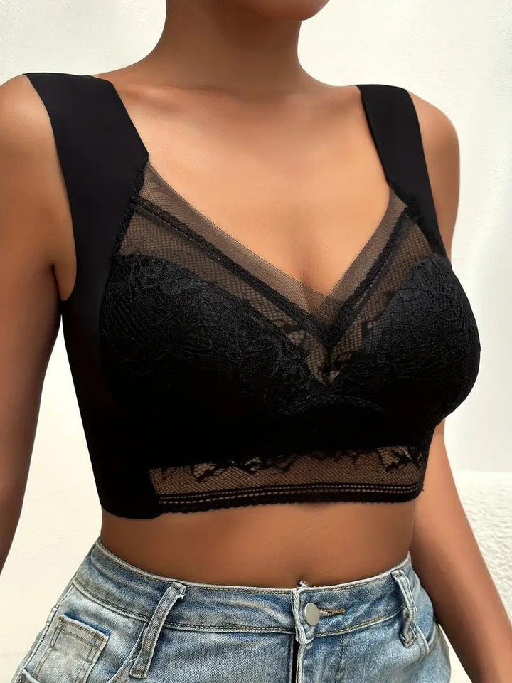 Women’s Seamless Bra – Full Coverage – Lace Overlay – Wire Free – Breathable Blend