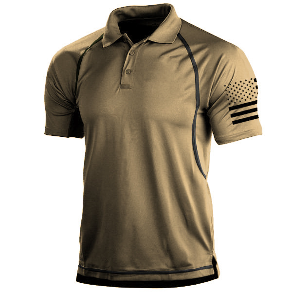Men's Polo Shirt - Tailored Fit - Breathable Blend - Athletic Graphic Sleeve