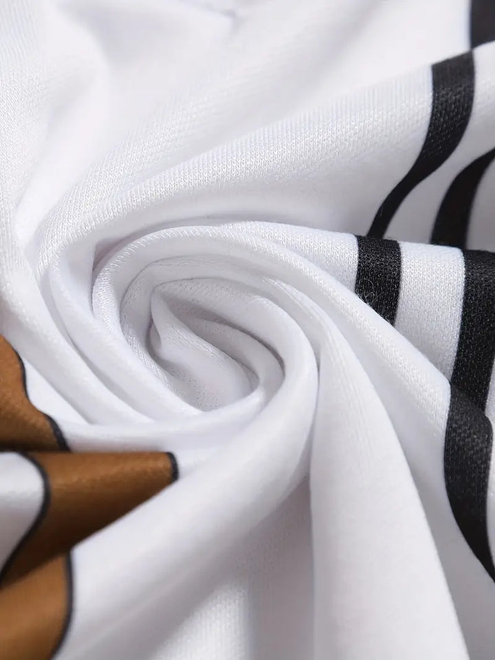 Men’s Polo Shirt - Regular Fit - Vertical Stripe Design - Button Placket Smart Casual