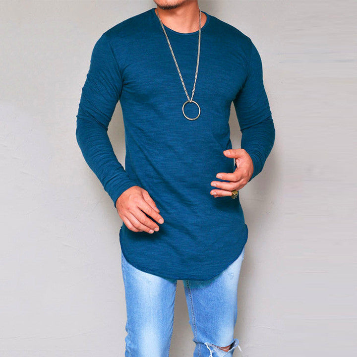 Men’s Long Sleeve T-Shirt – Slim Fit – Round Neck – Cotton Blend