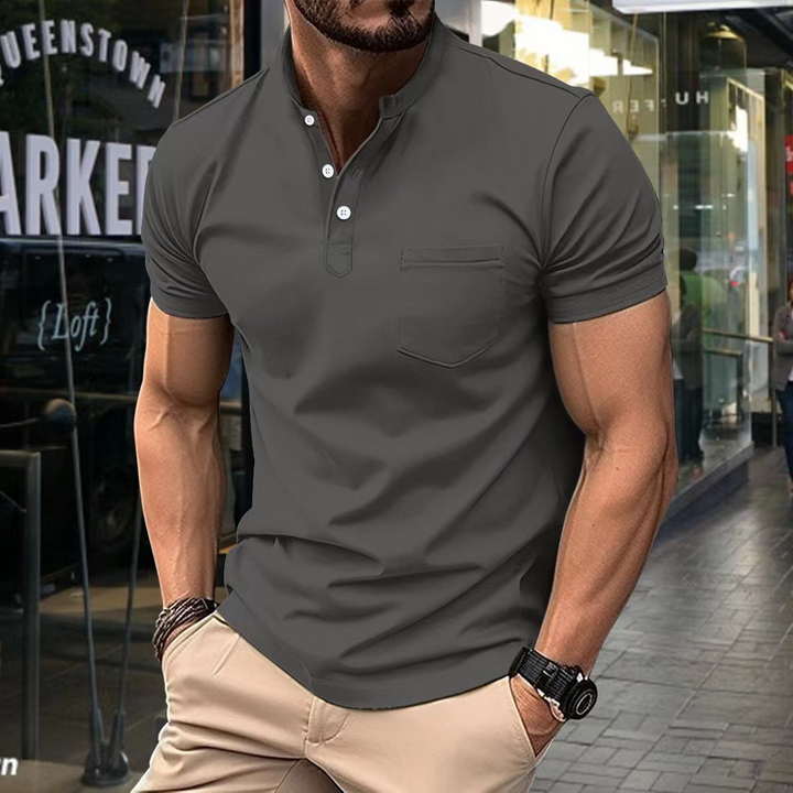 Men’s Polo Shirt - Slim Fit - Soft Knit - Short Sleeve - Chest Pocket - Half Collar