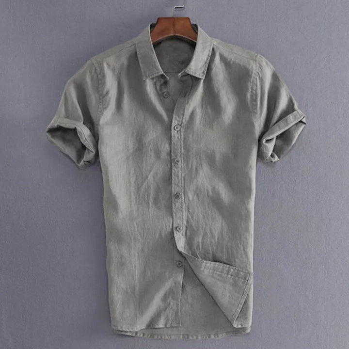 Men’s Short Sleeve Shirt - Linen Cotton Blend - Relaxed Fit - Button-Down Casual Wear