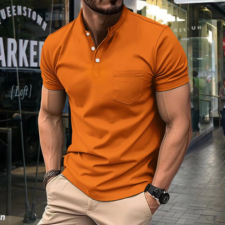 Men’s Polo Shirt - Slim Fit - Soft Knit - Short Sleeve - Chest Pocket - Half Collar