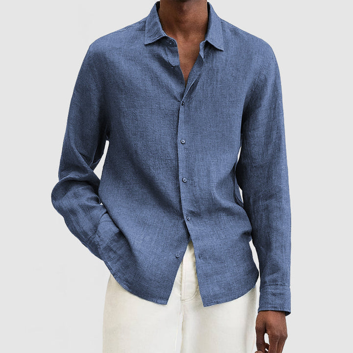 Men’s Button-Up Shirt - Relaxed Fit - Long Sleeve - Casual Style