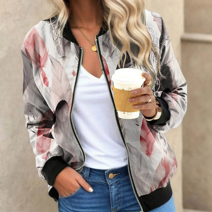 Women’s Bomber Jacket – Relaxed Fit – Ribbed Trim – Zipper Front – Breathable Blend