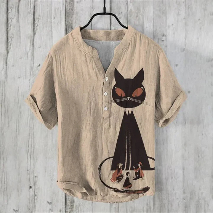 Men’s Casual Shirt – Relaxed Fit – Short Sleeve – Breathable Blend – Artistic Graphic