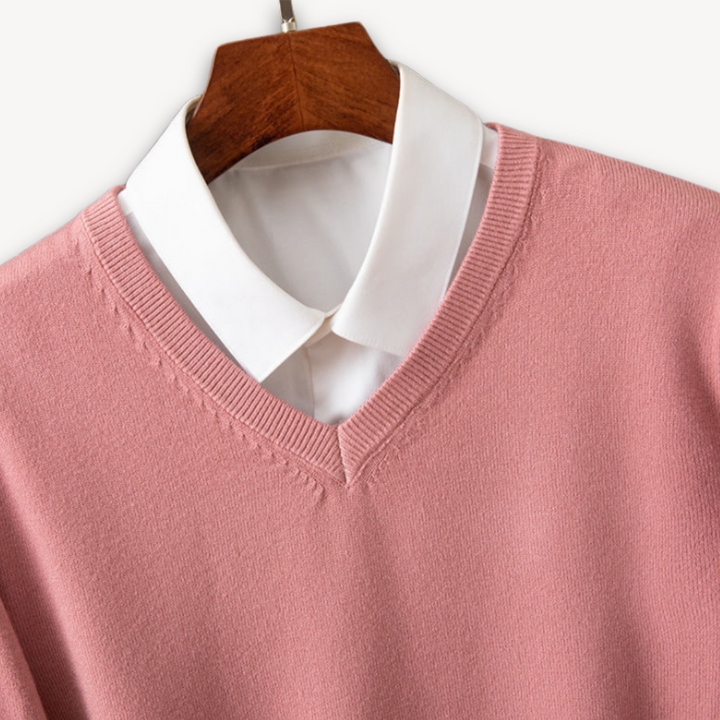 Men’s V-Neck Sweater – Slim Fit – Soft Knit – Ribbed Detail – Lightweight Luxury Fabric