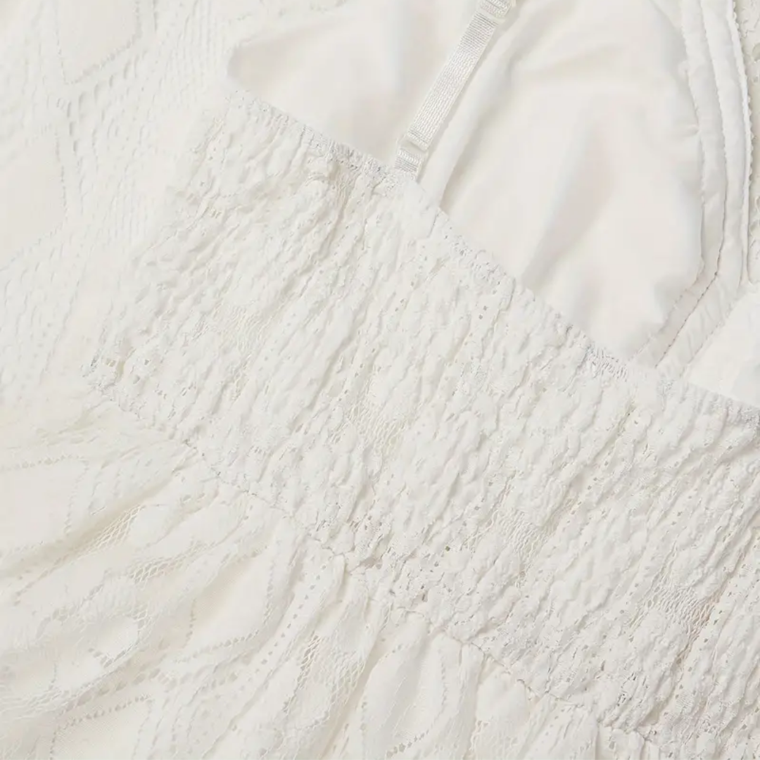 Women’s Midi Dress - Relaxed Fit - Lace Detailing - Spaghetti Straps - Boho Style