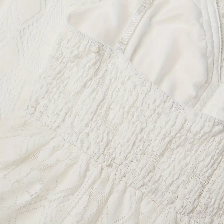 Women’s Midi Dress - Relaxed Fit - Lace Detailing - Spaghetti Straps - Boho Style