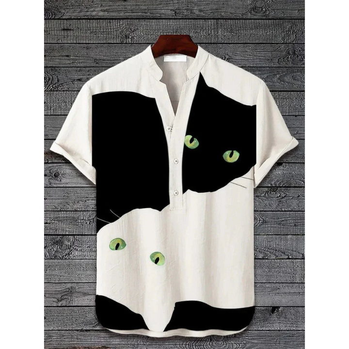 Men’s Casual Shirt – Relaxed Fit – Short Sleeve – Breathable Blend – Artistic Graphic