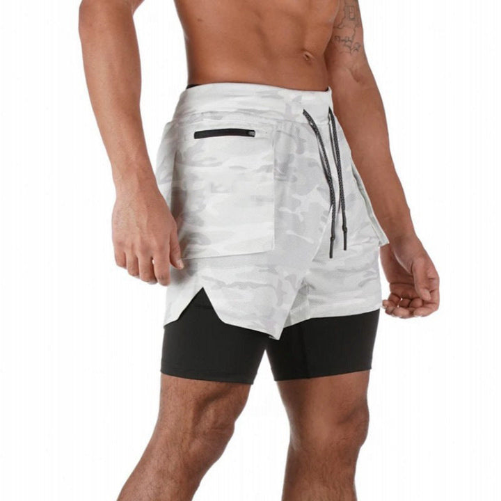Men’s Athletic Shorts - Dual Layer - Compression Liner - Zip Pocket - Mid-Thigh Fit