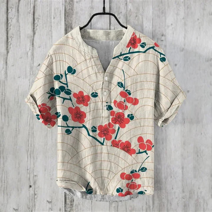 Men’s Casual Shirt – Relaxed Fit – Short Sleeve – Breathable Blend – Artistic Graphic