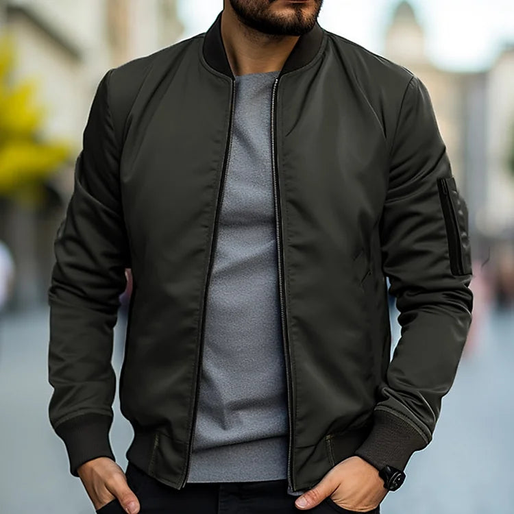 Men’s Bomber Jacket – Regular Fit – Lightweight Breathable – Ribbed Trim Casual Wear
