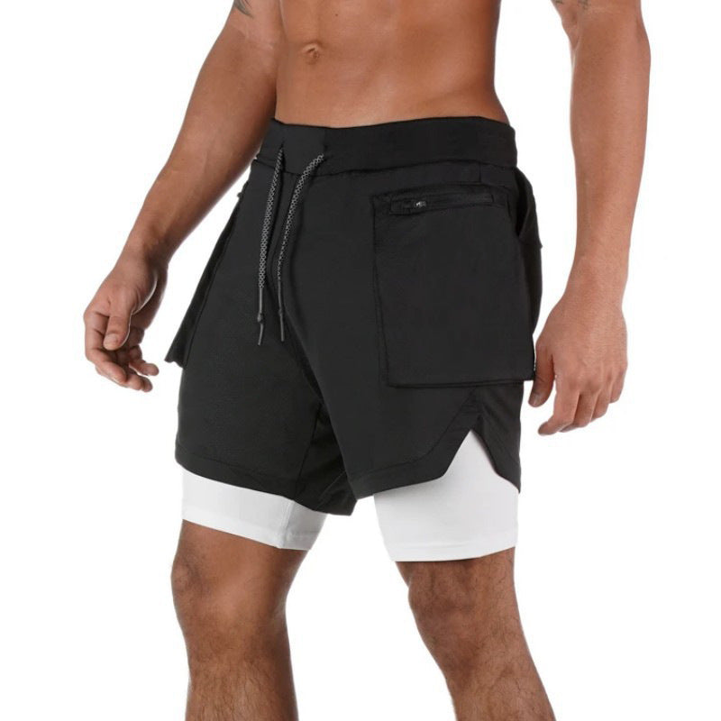 Men’s Athletic Shorts - Dual Layer - Compression Liner - Zip Pocket - Mid-Thigh Fit