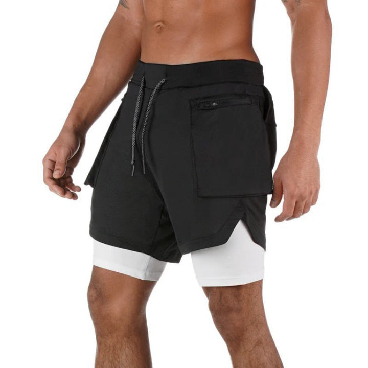 Men’s Athletic Shorts - Dual Layer - Compression Liner - Zip Pocket - Mid-Thigh Fit