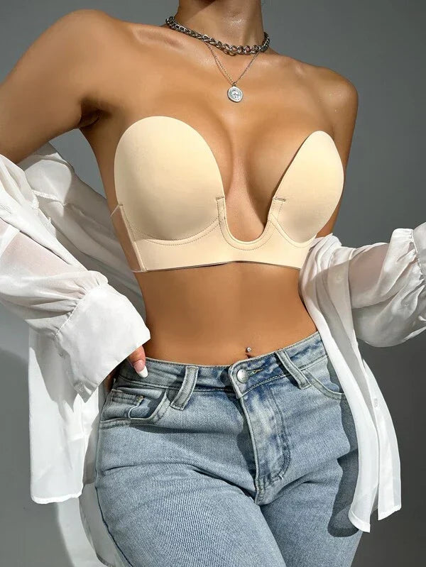 Women’s Backless Bra – Seamless Fit – Deep Plunge – Lightly Padded Breathable Support
