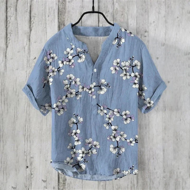 Men’s Casual Shirt – Relaxed Fit – Short Sleeve – Breathable Blend – Artistic Graphic