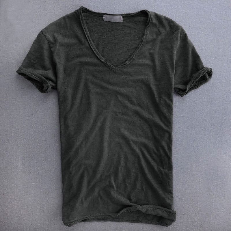 Men’s T-Shirt - Natural Fibers - Standard Fit - V-Neck - Soft Knit Short Sleeve
