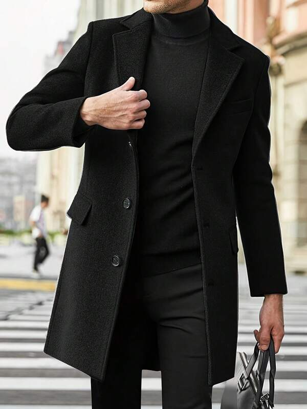 Men’s Formal Coat – Tailored Fit – Knee Length – Single Breasted – Structured Luxury Fabric