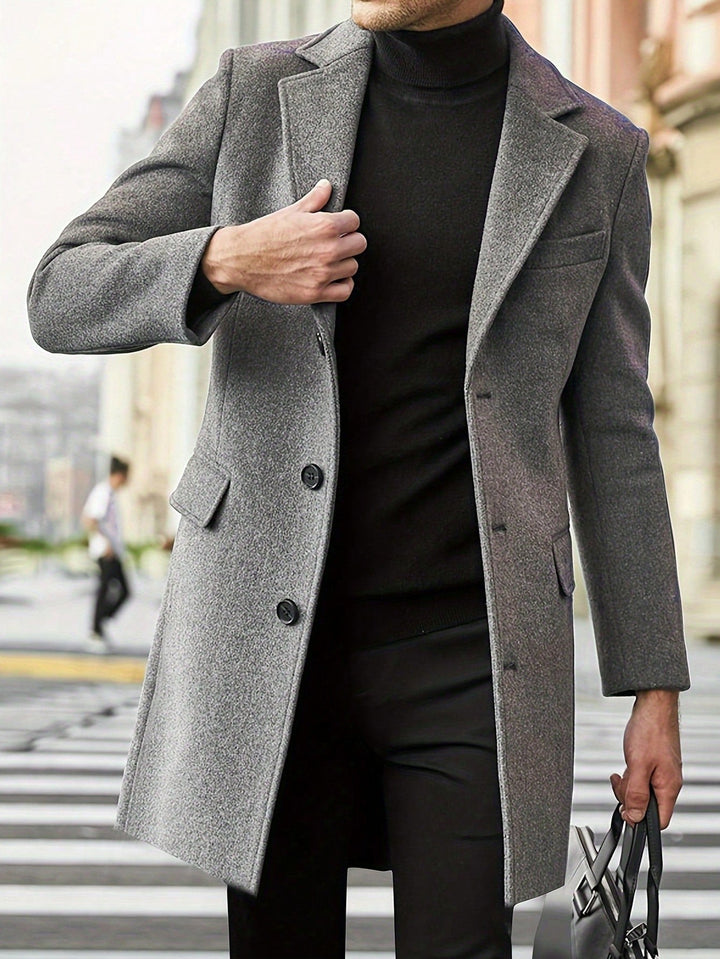 Men’s Formal Coat – Tailored Fit – Knee Length – Single Breasted – Structured Luxury Fabric