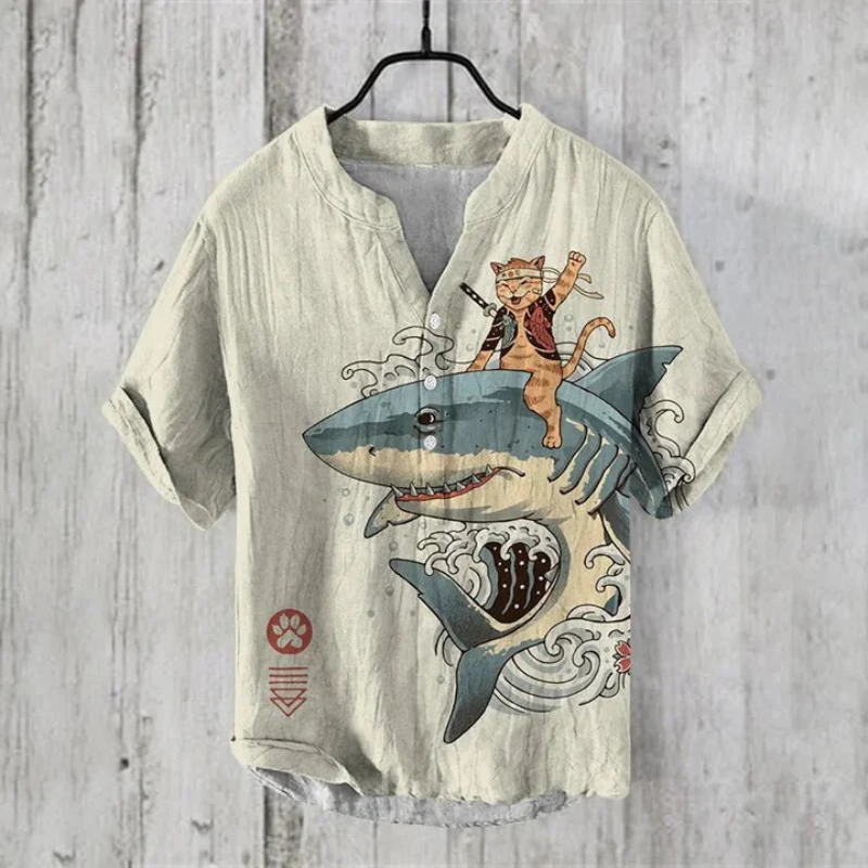 Men’s Casual Shirt – Relaxed Fit – Short Sleeve – Breathable Blend – Artistic Graphic