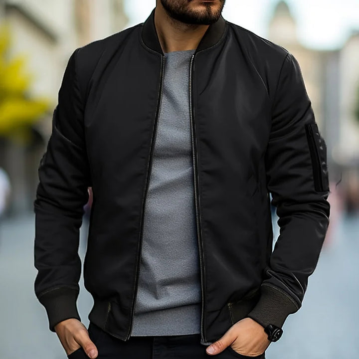 Men’s Bomber Jacket – Regular Fit – Lightweight Breathable – Ribbed Trim Casual Wear