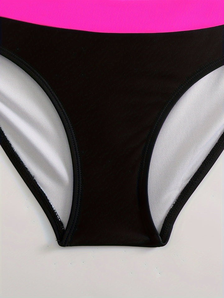 Women’s Bikini Set – V-Neck Top – Ruched Straps – High-Waisted – Sculpting Fit