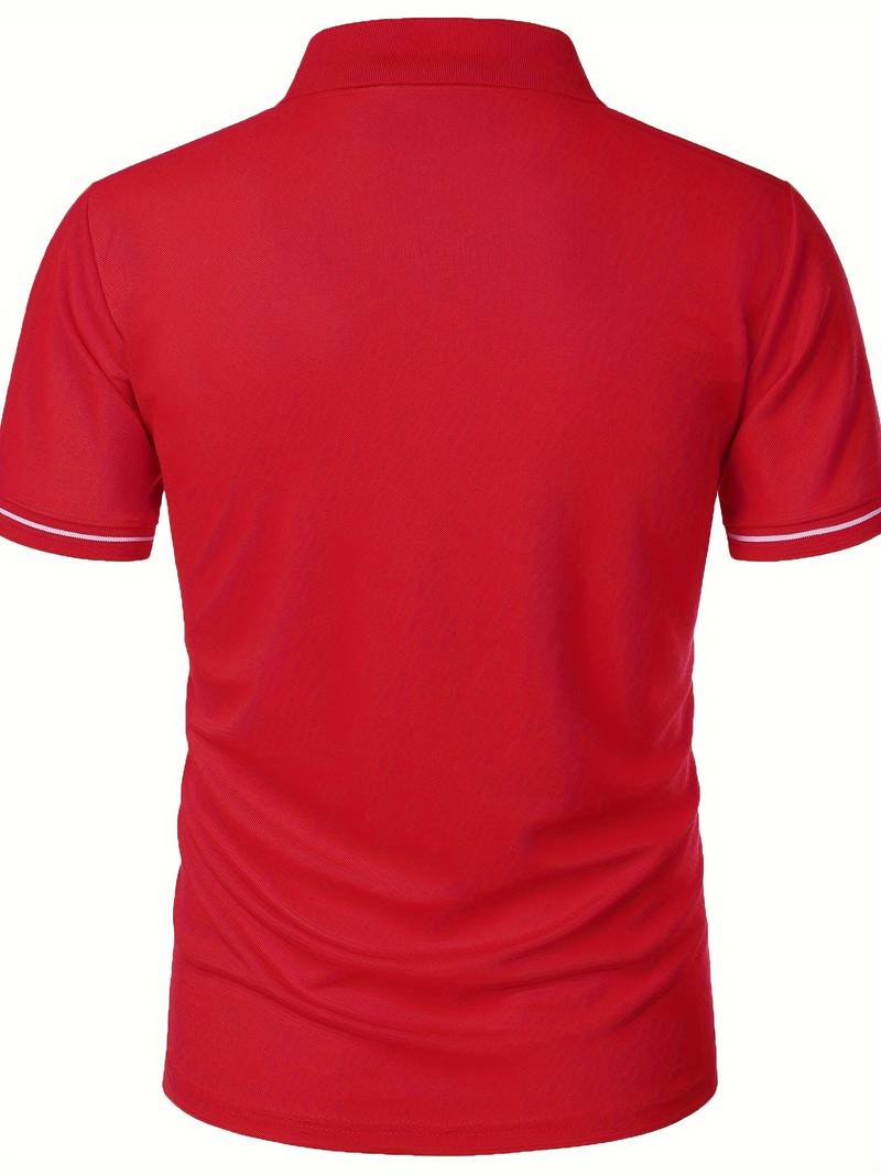 Men’s Polo Shirt - Zipper Neckline - Short Sleeve - Breathable Casual Wear