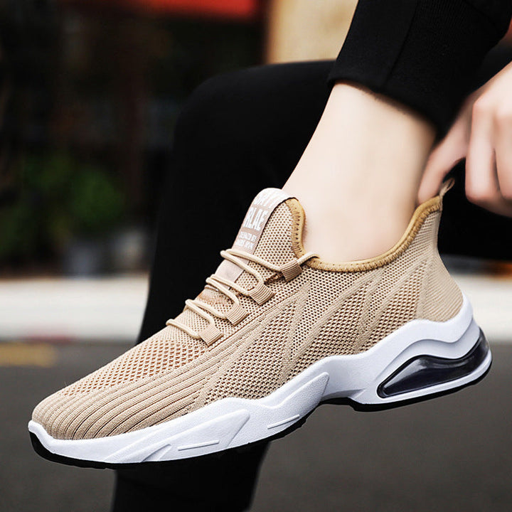 Men’s Athletic Sneakers – Flyknit Upper – Air Cushion Sole – Lightweight Supportive Fit