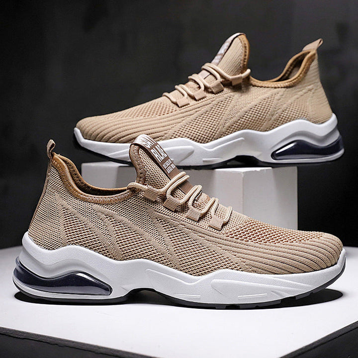 Men’s Athletic Sneakers – Flyknit Upper – Air Cushion Sole – Lightweight Supportive Fit