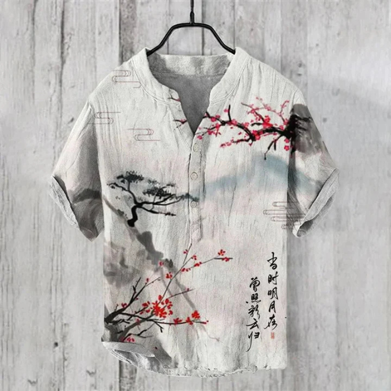 Men’s Casual Shirt – Relaxed Fit – Short Sleeve – Breathable Blend – Artistic Graphic