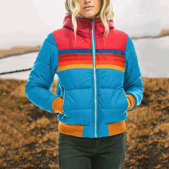 Women’s Quilted Jacket – Fitted Silhouette – Hooded – Ribbed Hems – Zip Pockets – Sporty Design