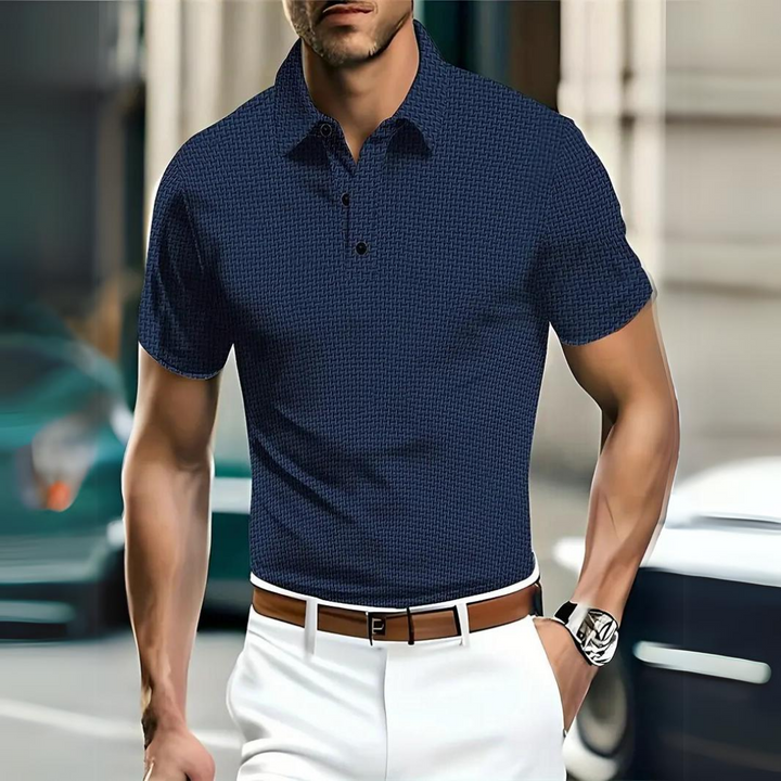 Men’s Polo Shirt - Slim Fit - Soft Knit - Button Placket - Short Sleeve Casual Wear