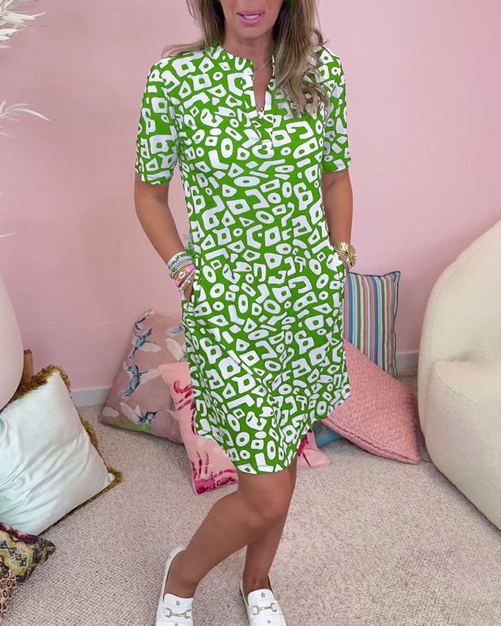 Women’s Beach Dress – Natural Fibers – Relaxed Fit – V-Neck – Short Sleeve – With Pockets