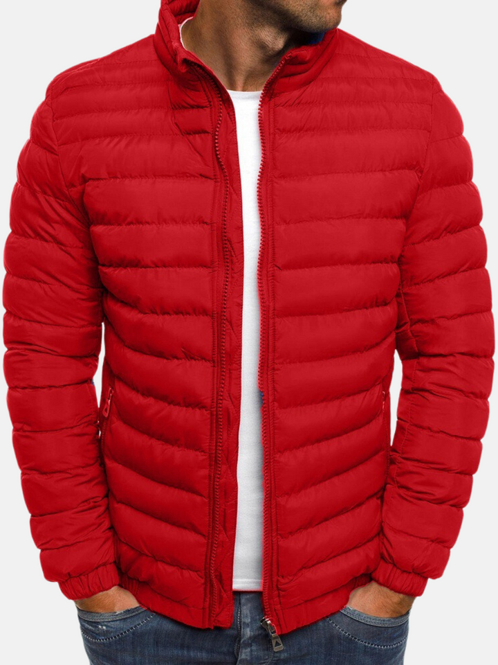 Men’s Quilted Jacket - Slim Fit - Lightweight Padded - High Collar Casual Outerwear