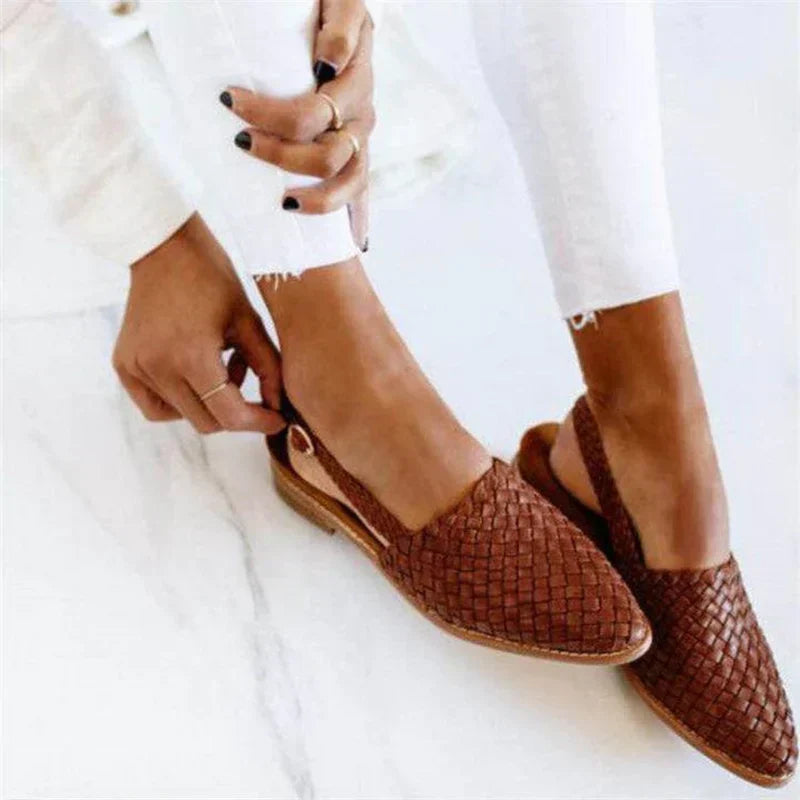 Women’s Loafers – Braided Upper – Slip-On Design – Rounded Toe – Low Heel Casual Fit